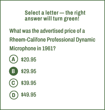 A,B,C,D,Select a letter — the right answer will turn green! What was the advertised price of a Rheem Califone Profess...
